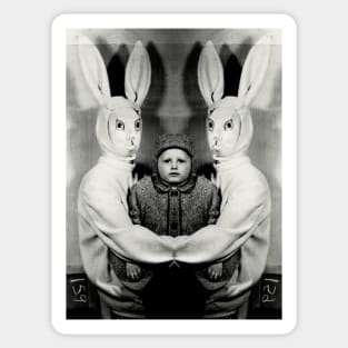Twin Scary Easter Bunnies Sticker